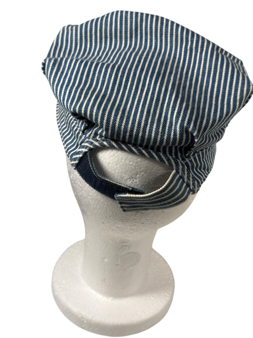 OshKosh B'Gosh Train Conductor Blue White Hickory Stripe Overalls 18M Hat 2T-4T - Picture 9 of 11